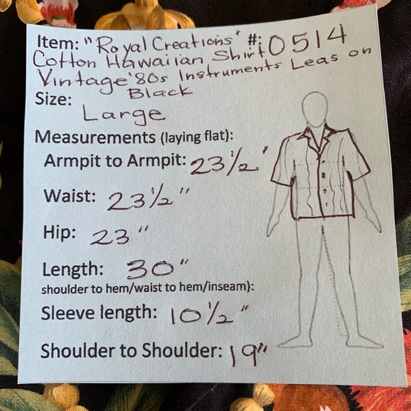 🌴 Malihini Hawaiian Aloha Shirt Instruments 🌴 - Picture 7 of 8